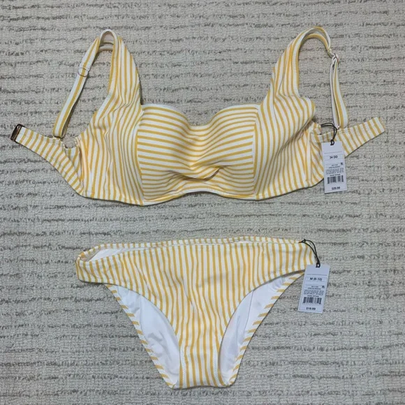 Shade & Shore yellow and white striped bikini - Picture 4 of 10